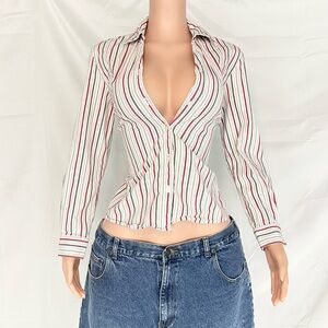 Striped Button-Up Women's Top